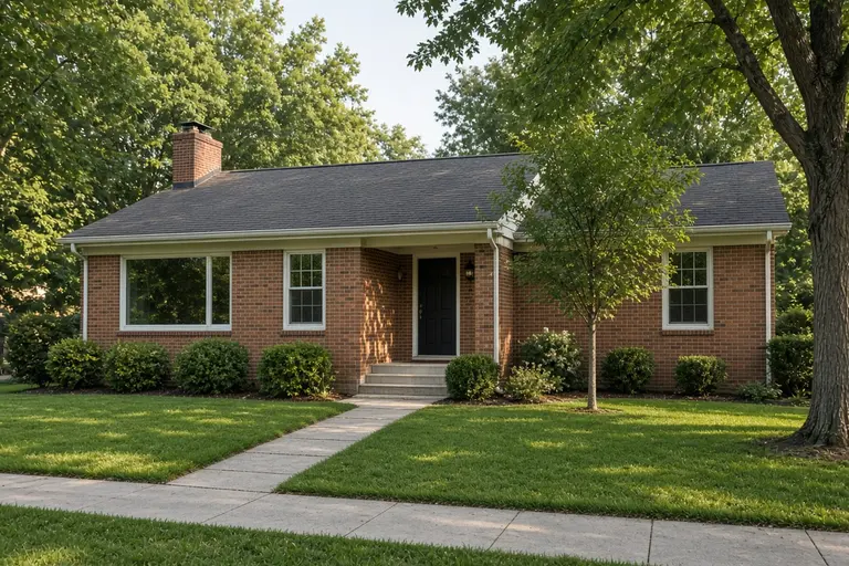 Brick Midwest house on a quiet suburban street